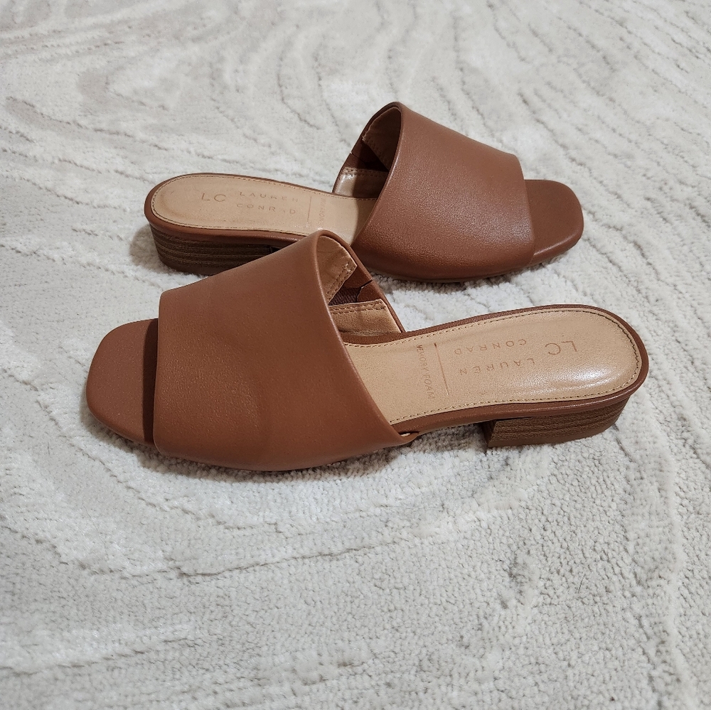 LC Lauren Conrad Women's Tan Slide Sandals